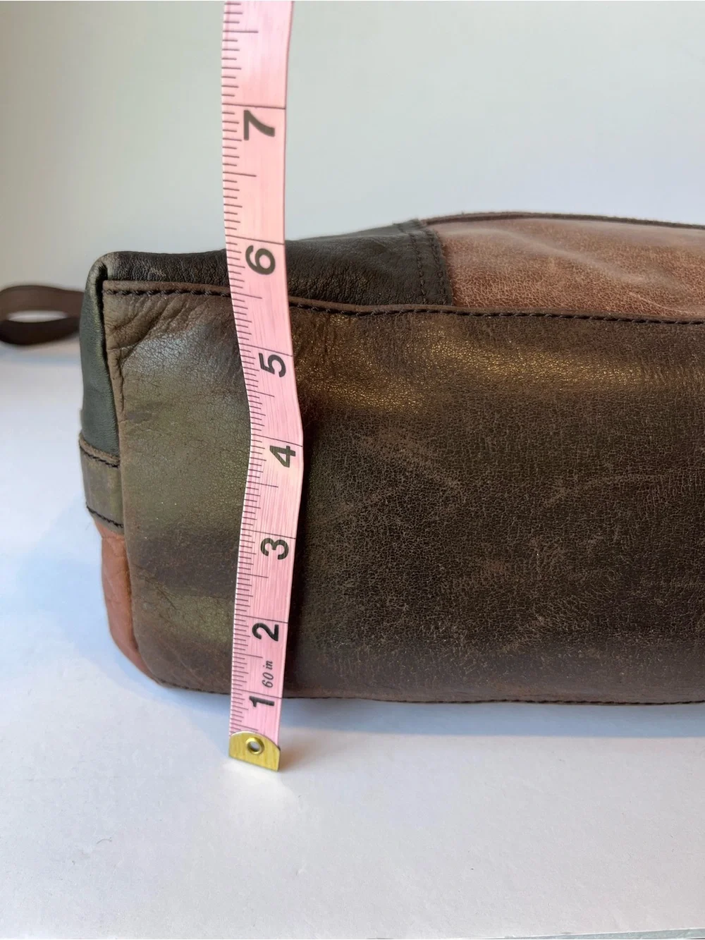 The Sak Patchwork Brown Leather Shoulder Bag